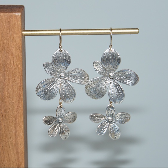 Two Tone Dangling Orchid Earrings - Picture 2 of 5